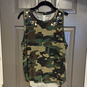 Forever 21 Camouflage Embellished Tank Top